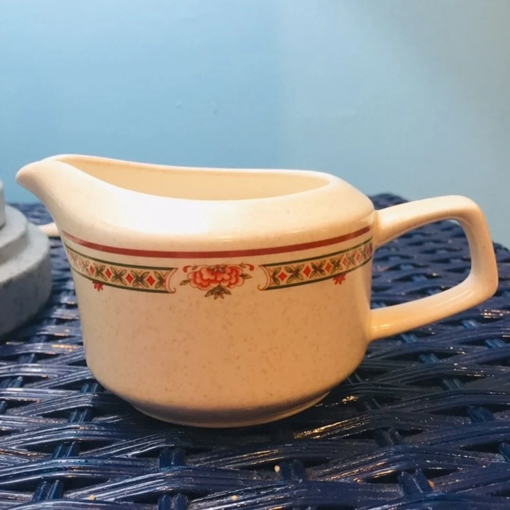 Lenox Temperware Creamer Coral Blossoms tan cream red brown green